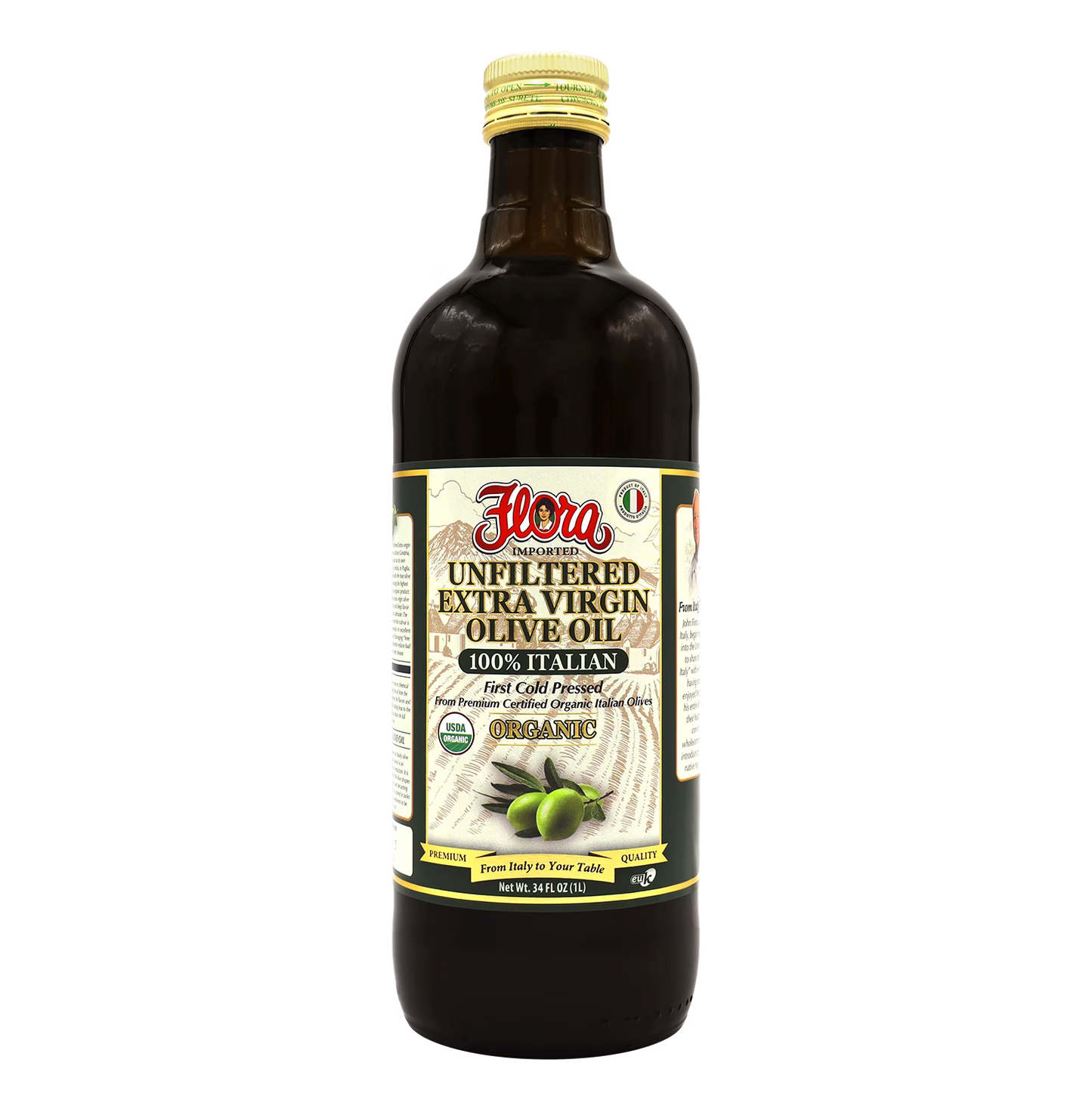 Extra Virgin Olive Oil - Unfiltered - Organic - 1 L