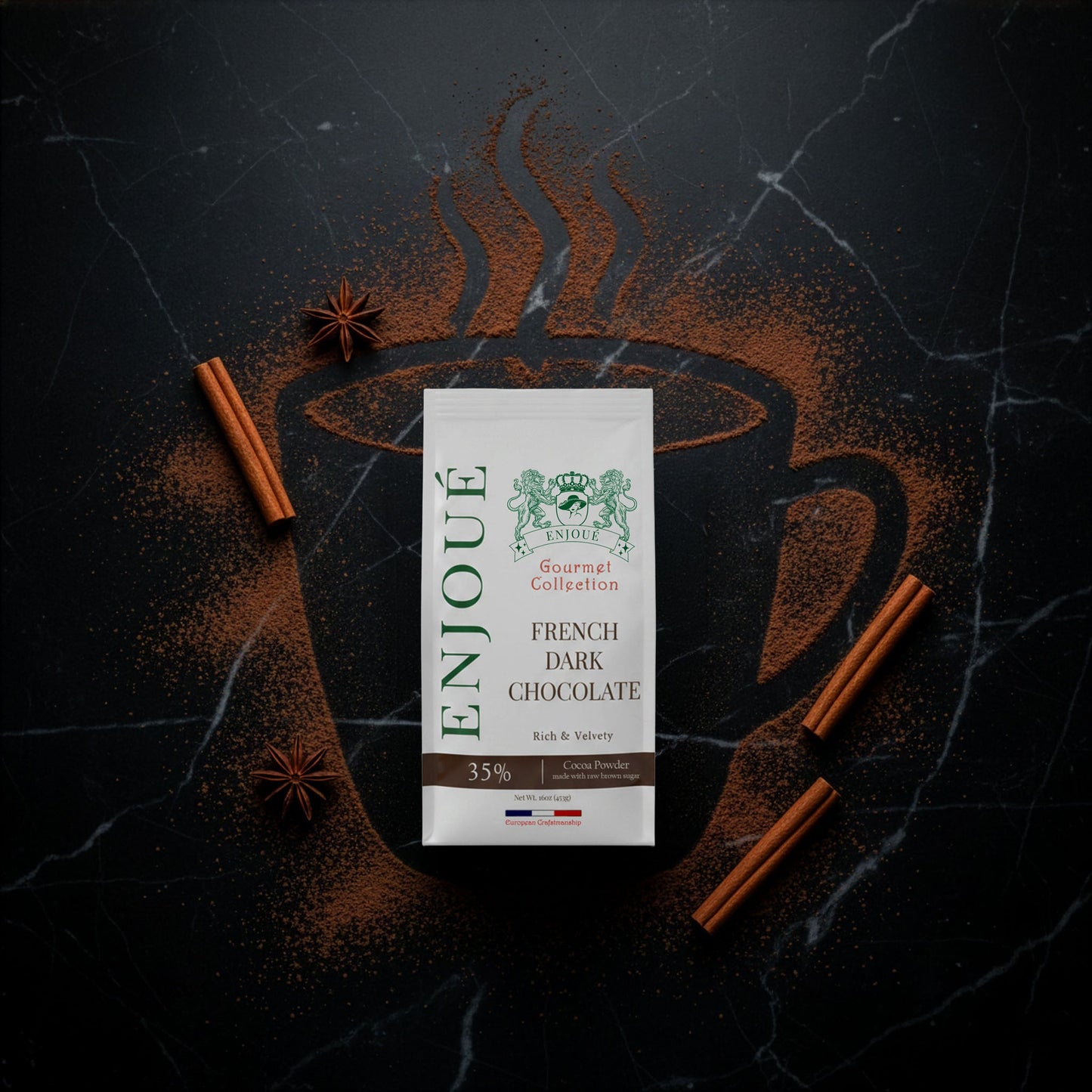 Enjoue Gourmet French Dark Chocolate Powder 16oz/453g
