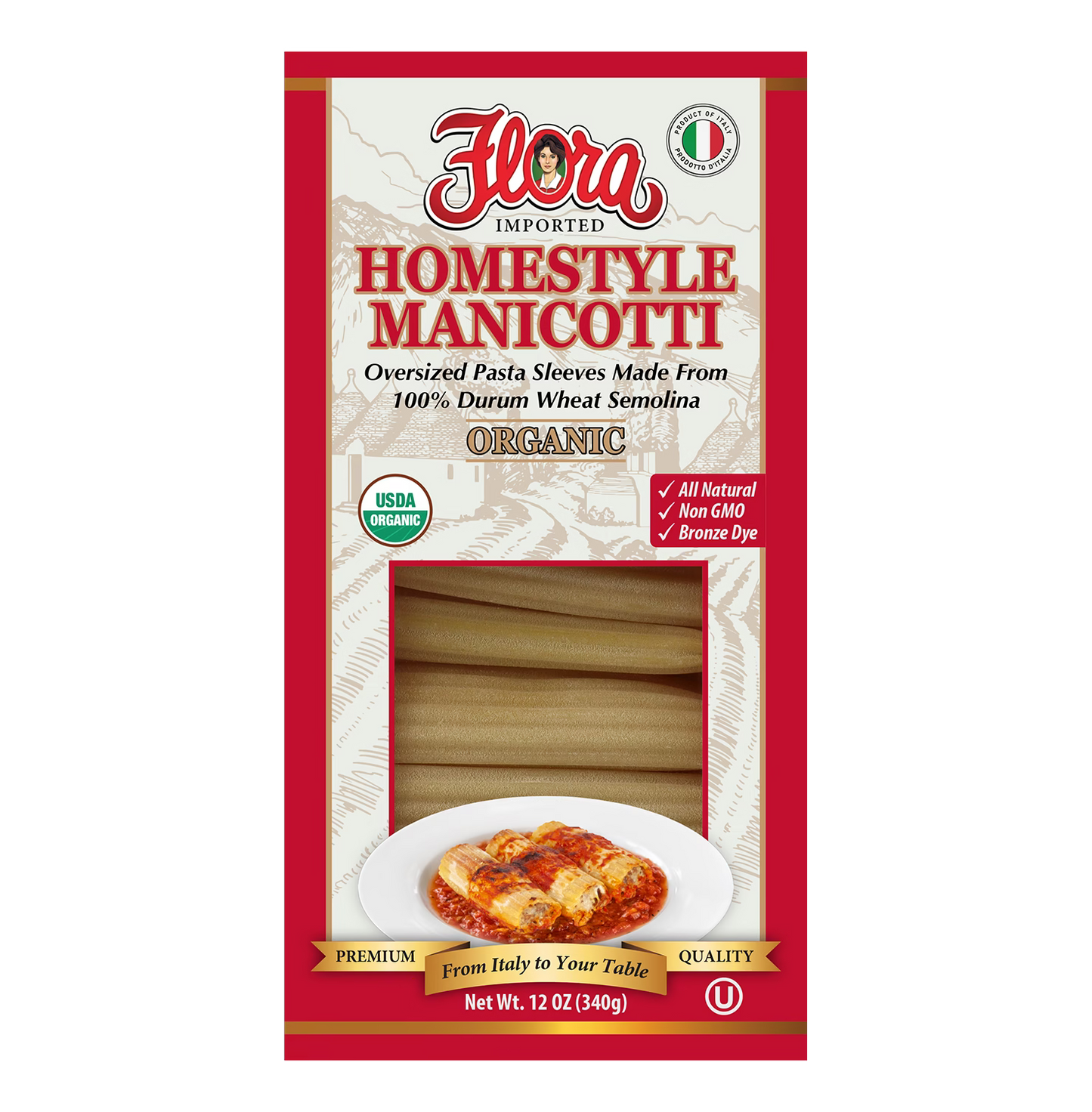 Homestyle Manicotti Pasta - Organic - 12 oz