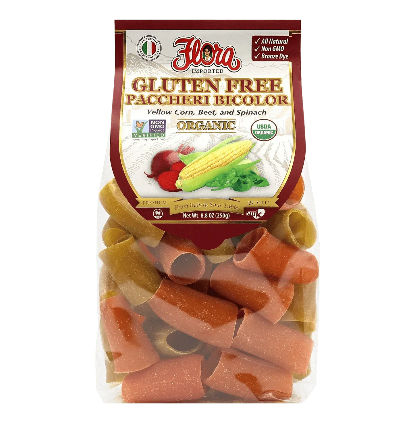 Gluten Free Paccheri Pasta - Bicolor Organic - 8.8 oz