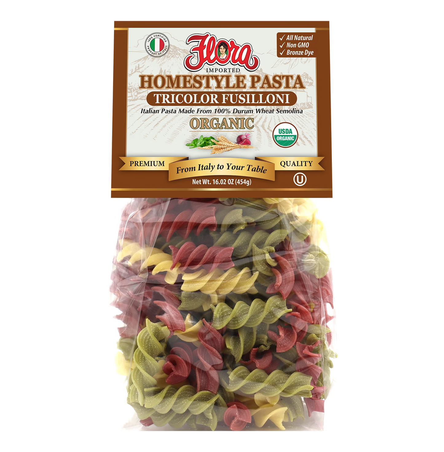 Homestyle Fusilloni Pasta - Tricolor Organic - 16.02 oz