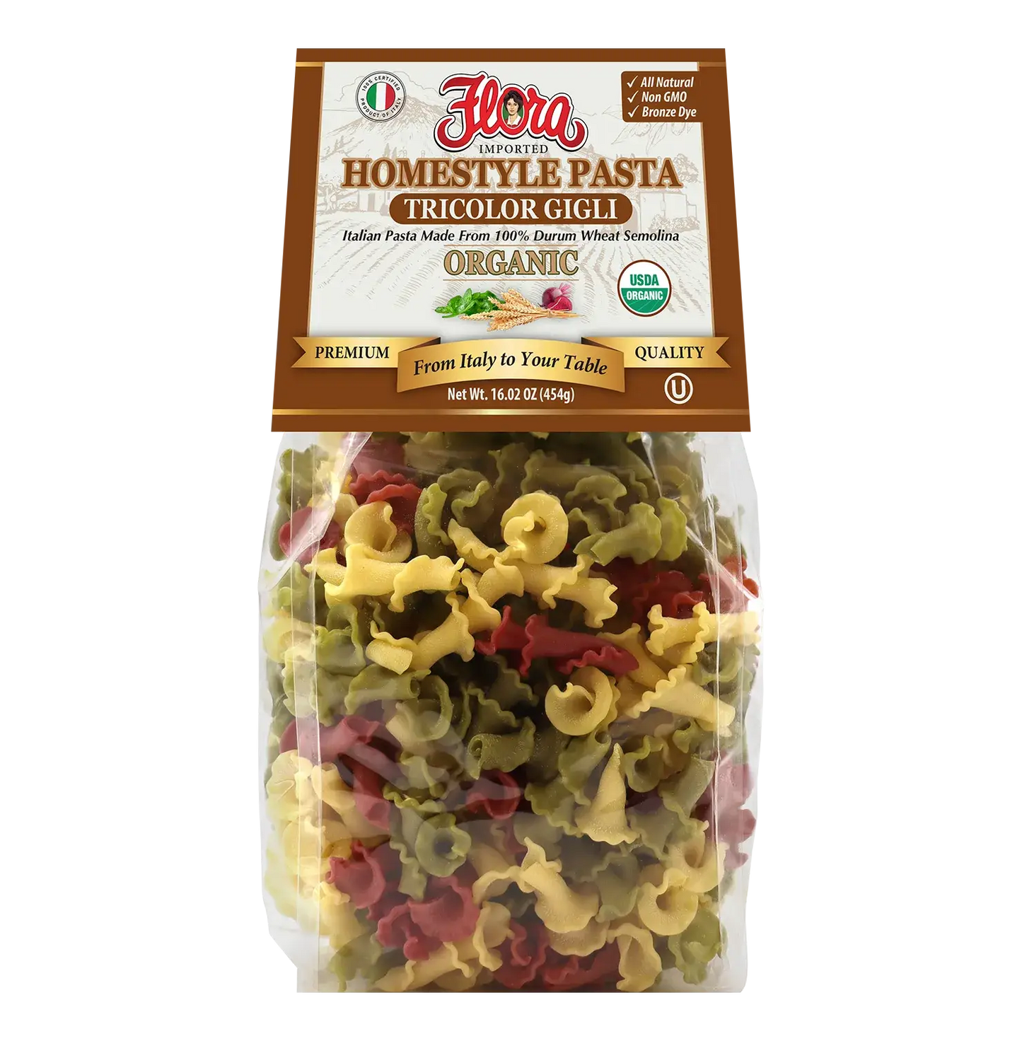 Homestyle Gigli Pasta - Tricolor Organic - 16.02 oz