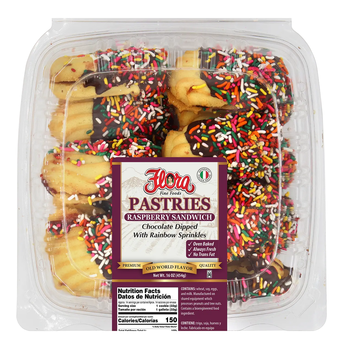 Raspberry Chocolate Dipped - Sandwich Cookies - 16 oz